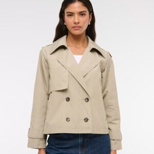 Abercrombie & Fitch Relaxed Short Double Breasted Trench Coat Size S Light Brown